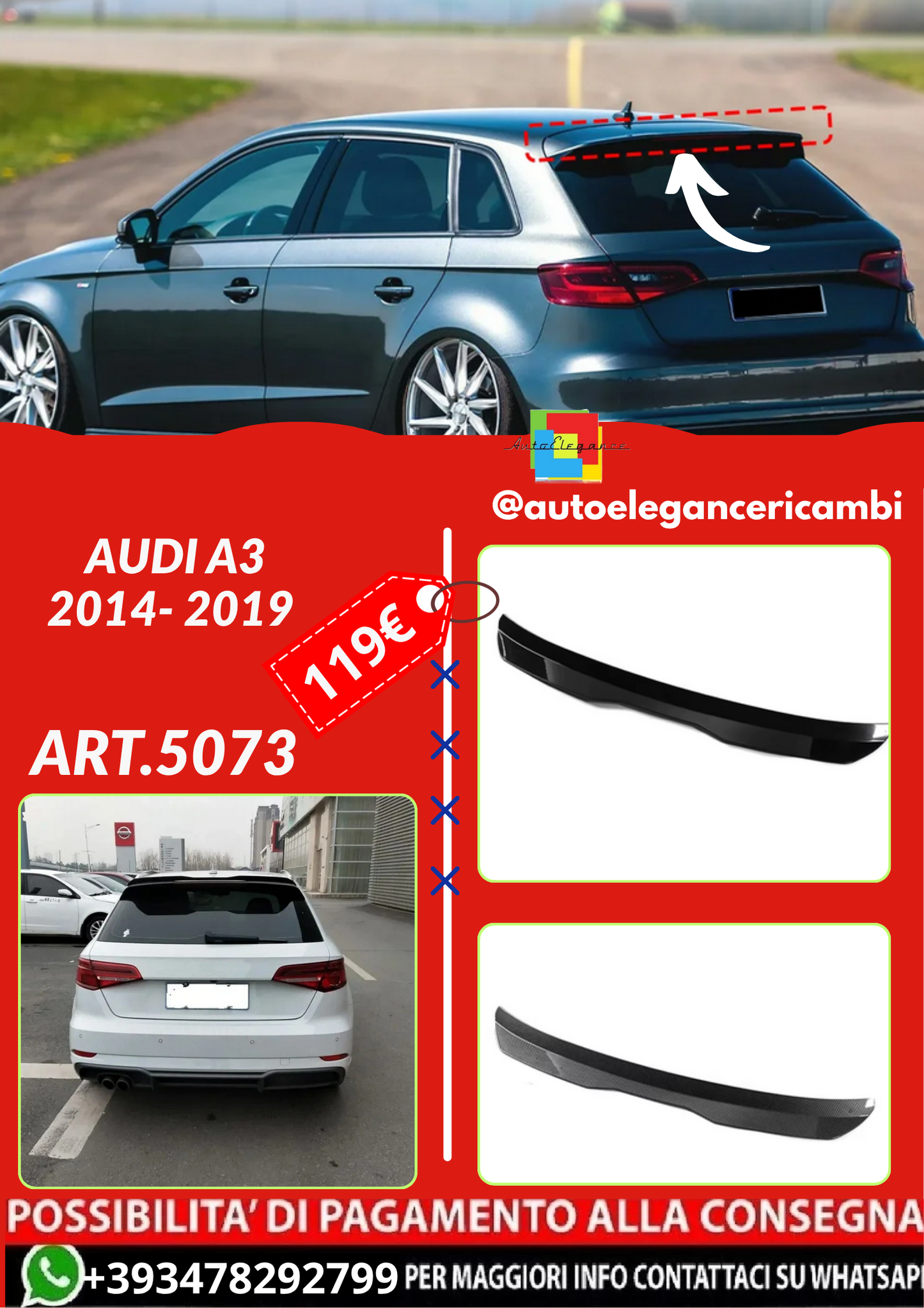 ART.5073   SPOILER  Audi A3 2014- 2019