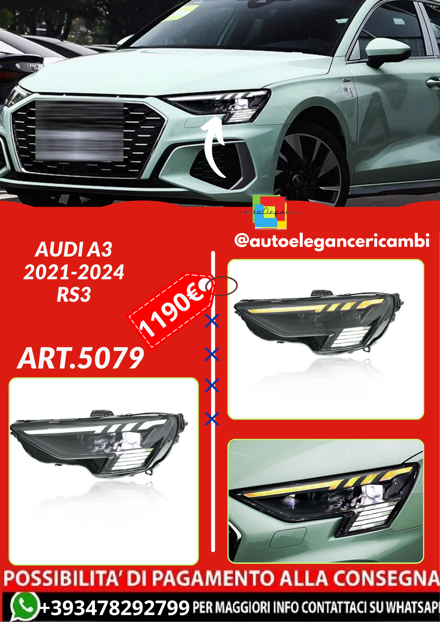 ART.5079   FARI ANTERIORI Audi A3  2021-2024 RS3