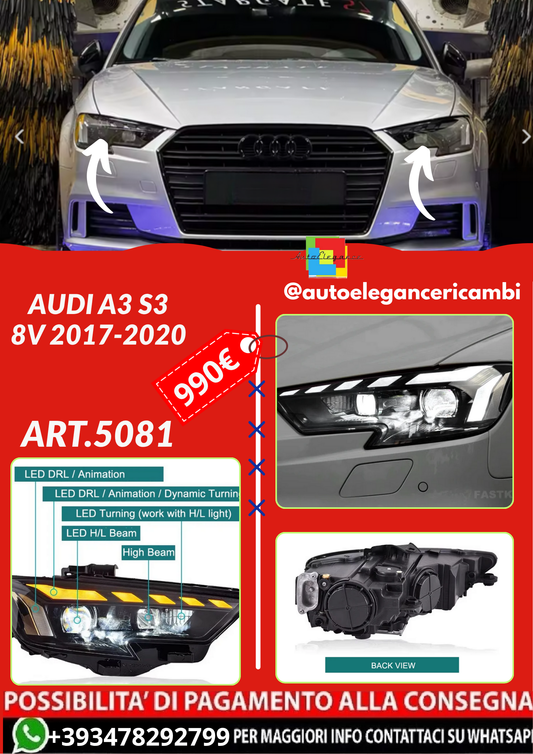 ART.5081 FARI  ANTERIORI  Audi A3 S3 8V 2017-2020