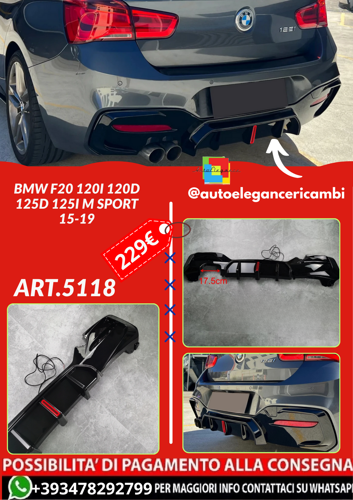 ART.5118 DIFFUSORI BMW F20 120i 120d 125d 125i M Sport 15-19