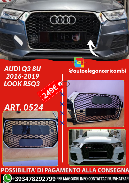 ART. 0524 GRIGLIA AUDI Q3 8U 2016-2019 LOOK RSQ3 BORDO CROMATO