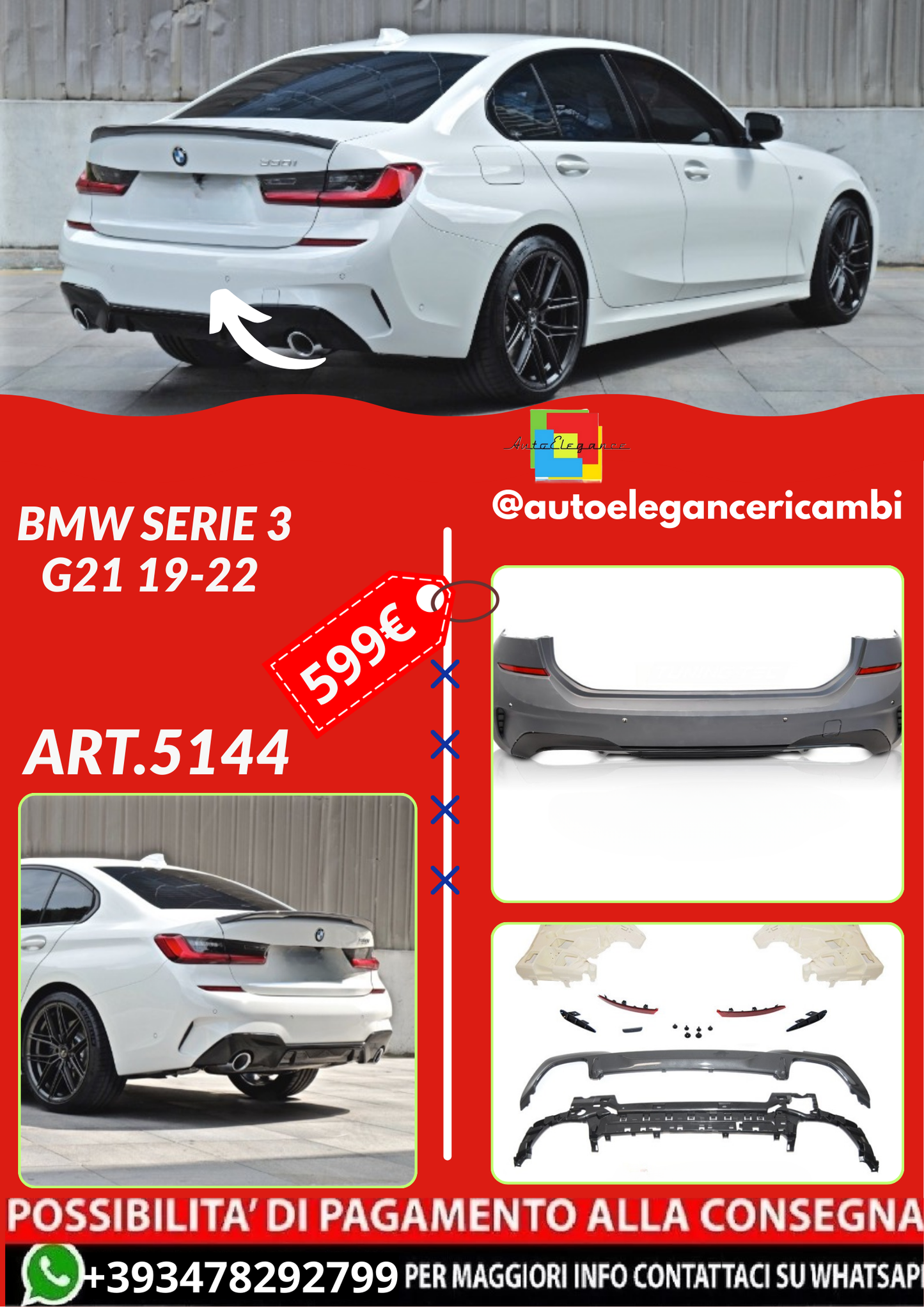 ART.5144   PARAURTI POSTERIORI BMW SERIE 3 G21 19-22