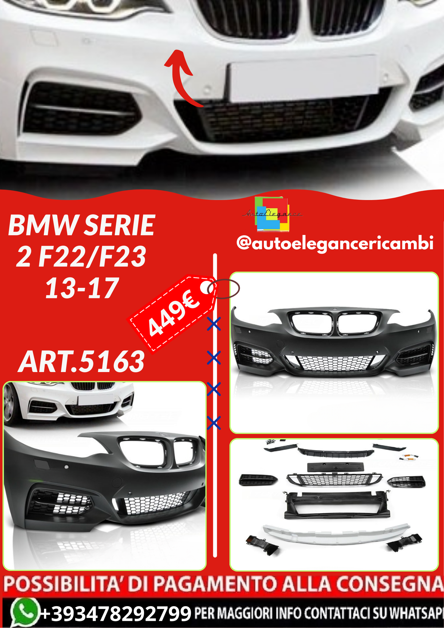 ART.5163 PARAURTI ANTERIORI BMW SERIE 2 F22/F23 13-17