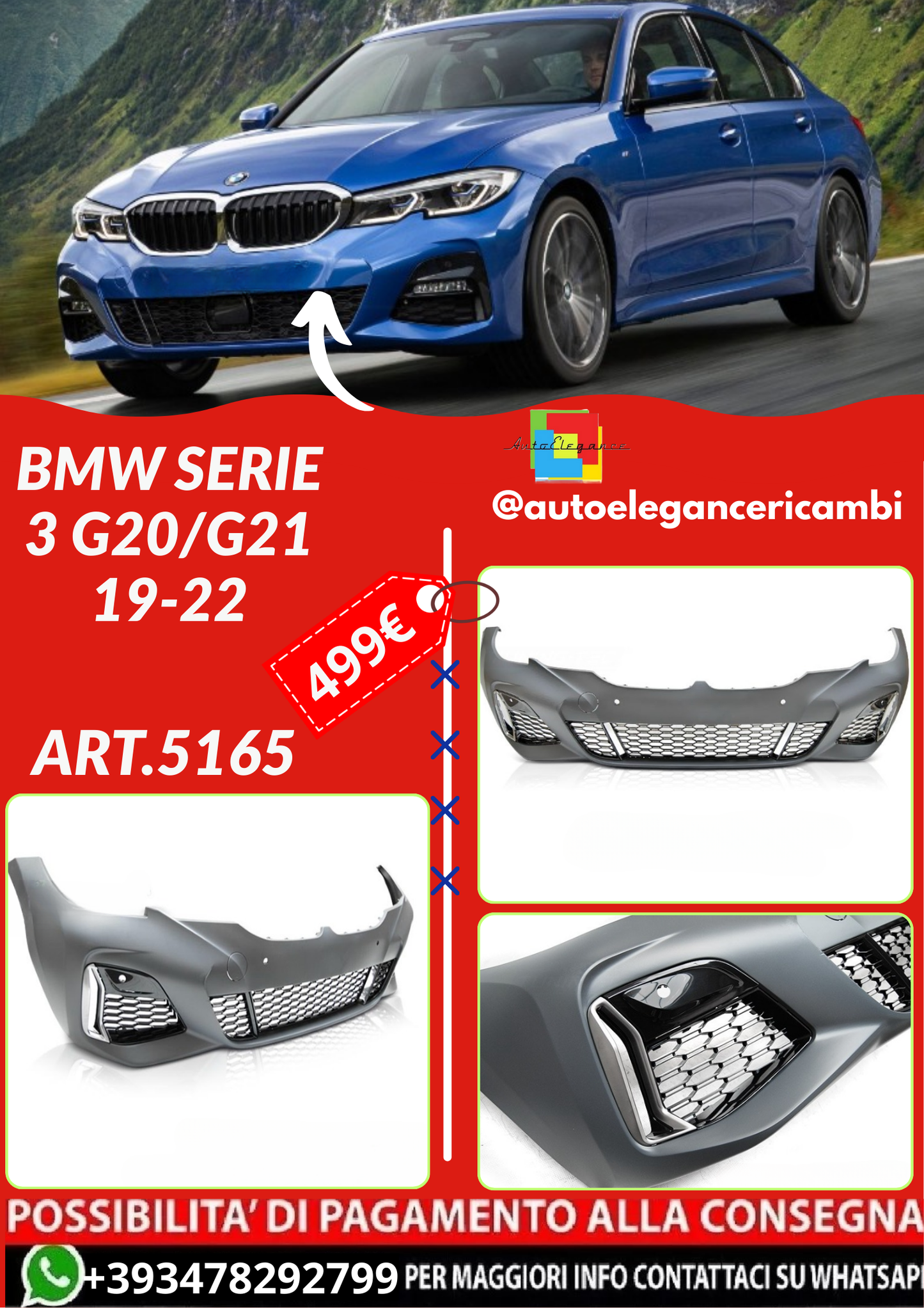 ART.5165  PARAURTI ANTERIORI BMW SERIE 3 G20/G21 19-22