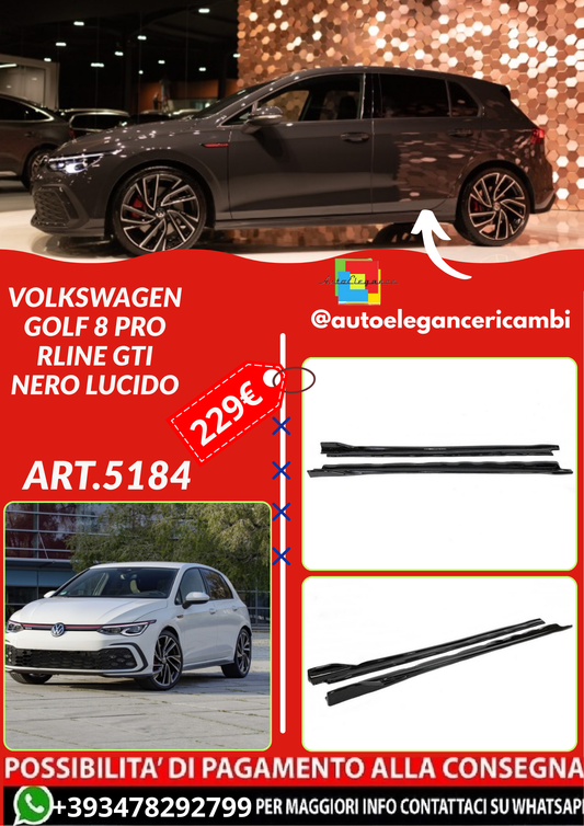 ART.5184 MINIGONNE  Volkswagen Golf 8 Pro Rline Gti Nero lucido