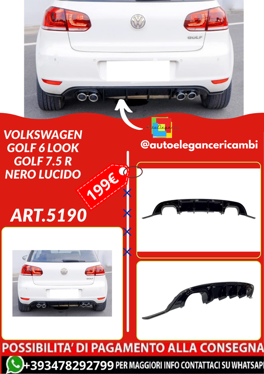 ART.5190  DIFFUSORI Volkswagen Golf 6 look Golf 7.5 R Nero lucido