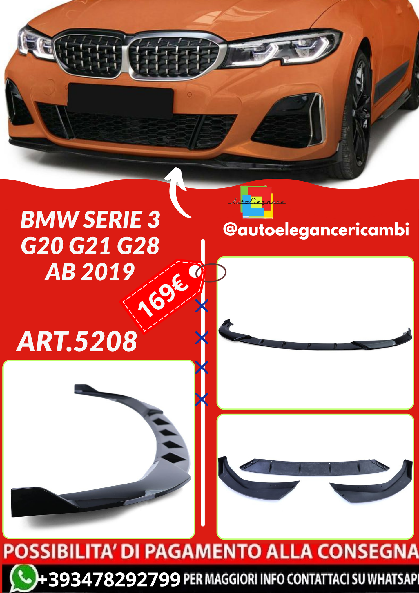 ART.5208  SPLITTER  BMW SERIE 3 G20 G21 G28 ab 2019