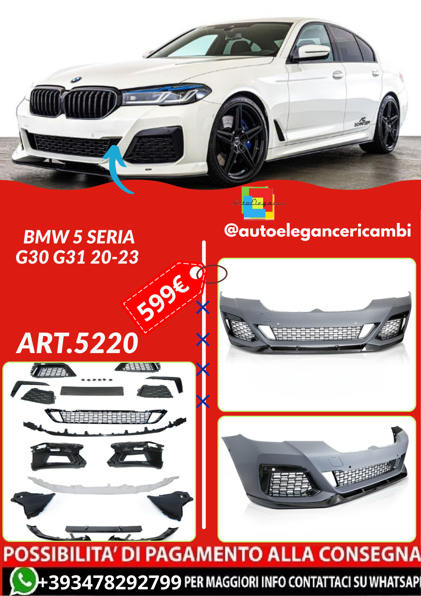 ART.5220 PARAURTI ANTERIORI BMW 5 SERIA G30 G31 20-23