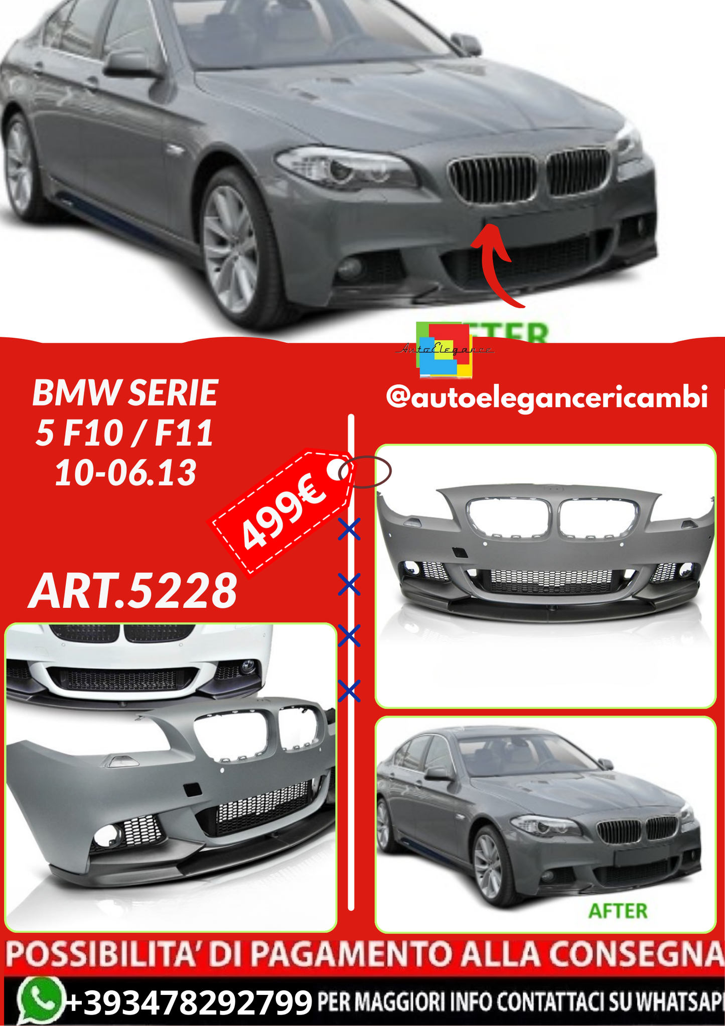 ART.5228   PARAURTI ANTERIORI BMW SERIE 5 F10 / F11 10-06.13