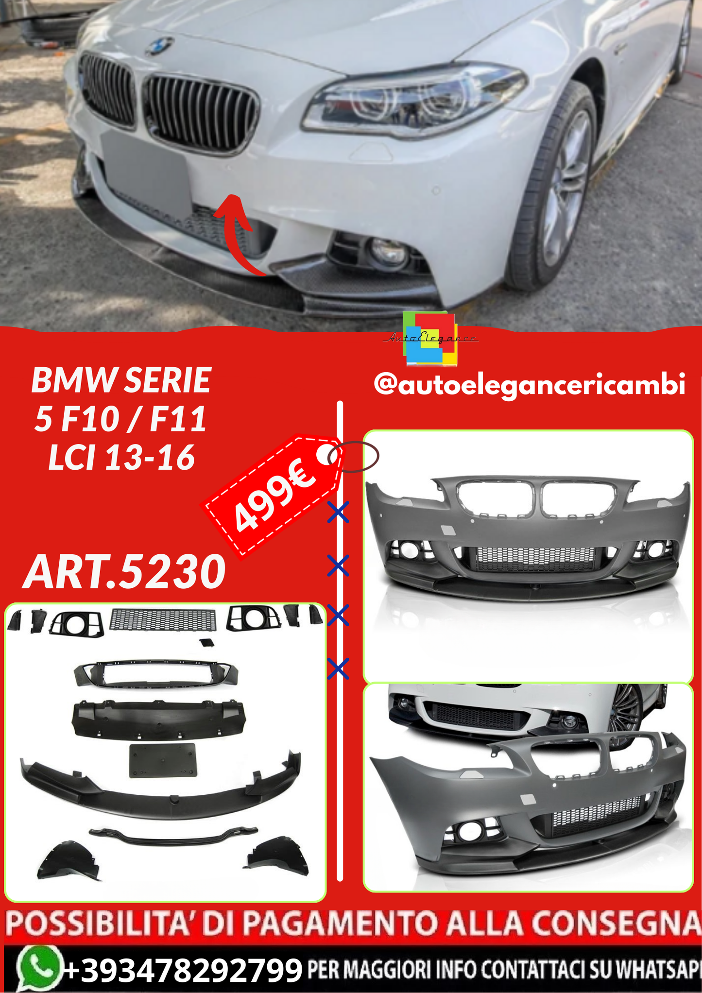 ART.5230 PARAURTI ANTERIORI BMW SERIE 5 F10 / F11 LCI 13-16