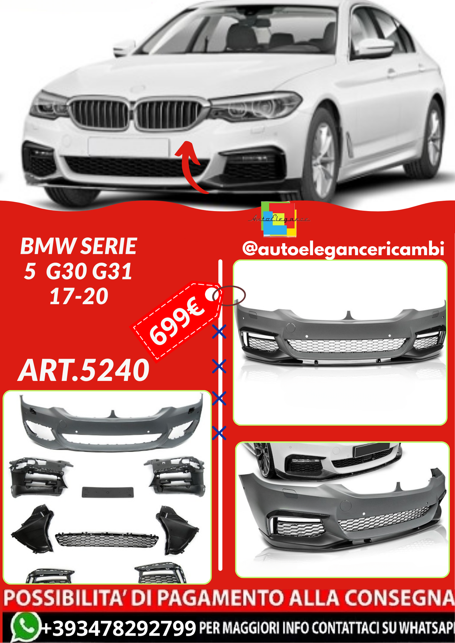 ART.5240 PARAURTI ANTERIORI BMW SERIE 5  G30 G31 17-20