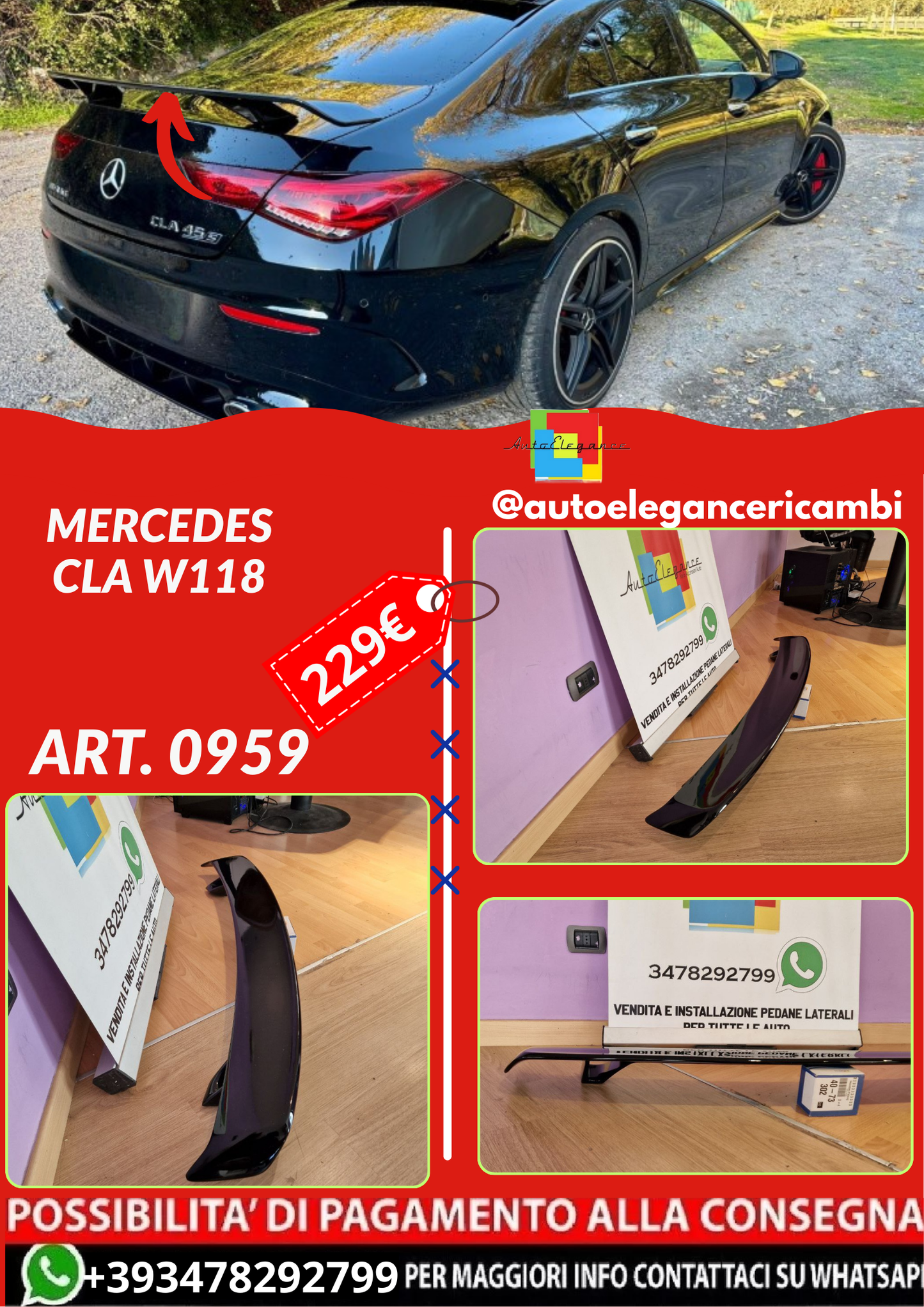 ART. 0959  SPOILER  MERCEDES CLA W118