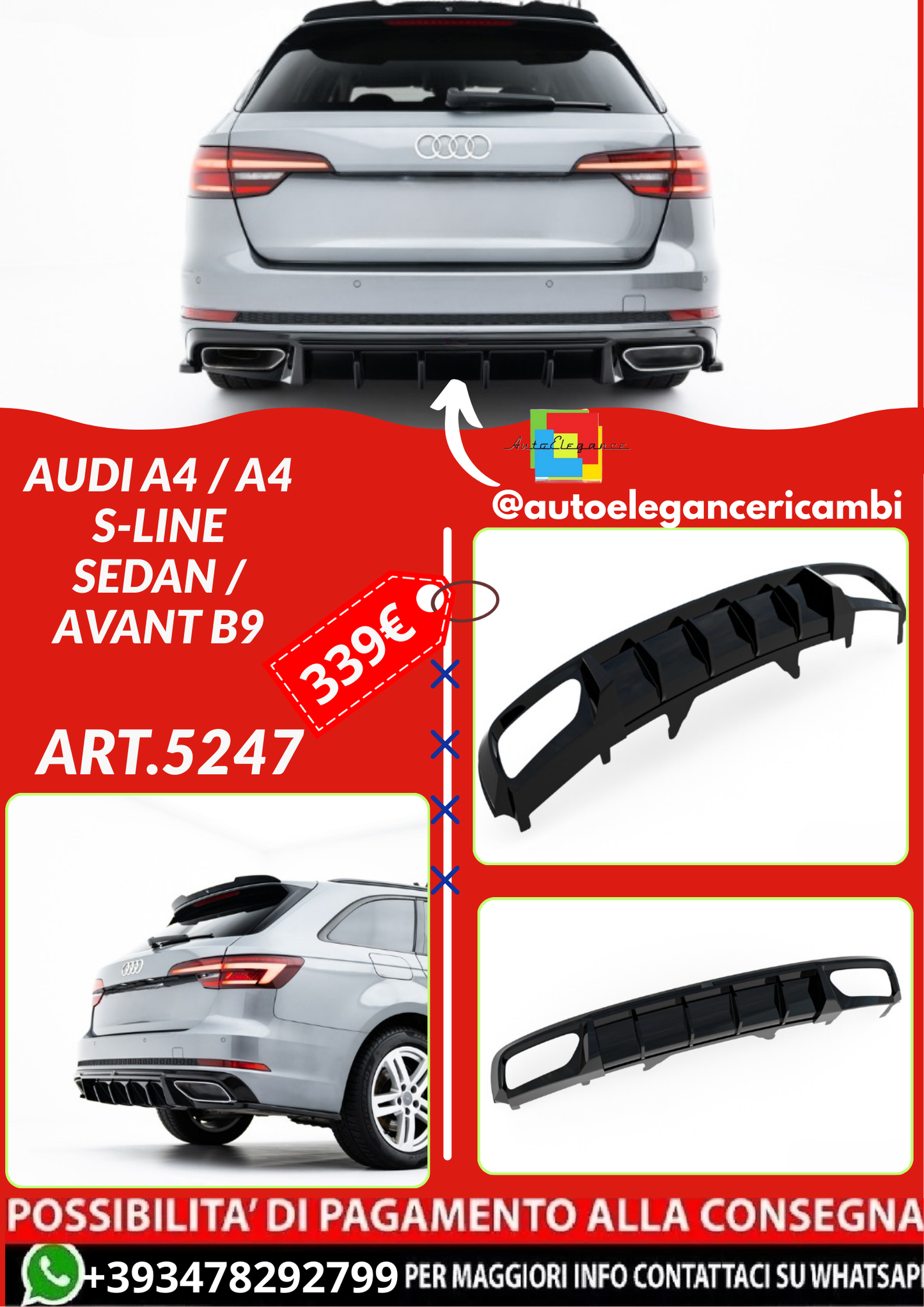 ART.5247 DIFFUSORI Audi A4 / A4 S-Line Sedan / Avant B9
