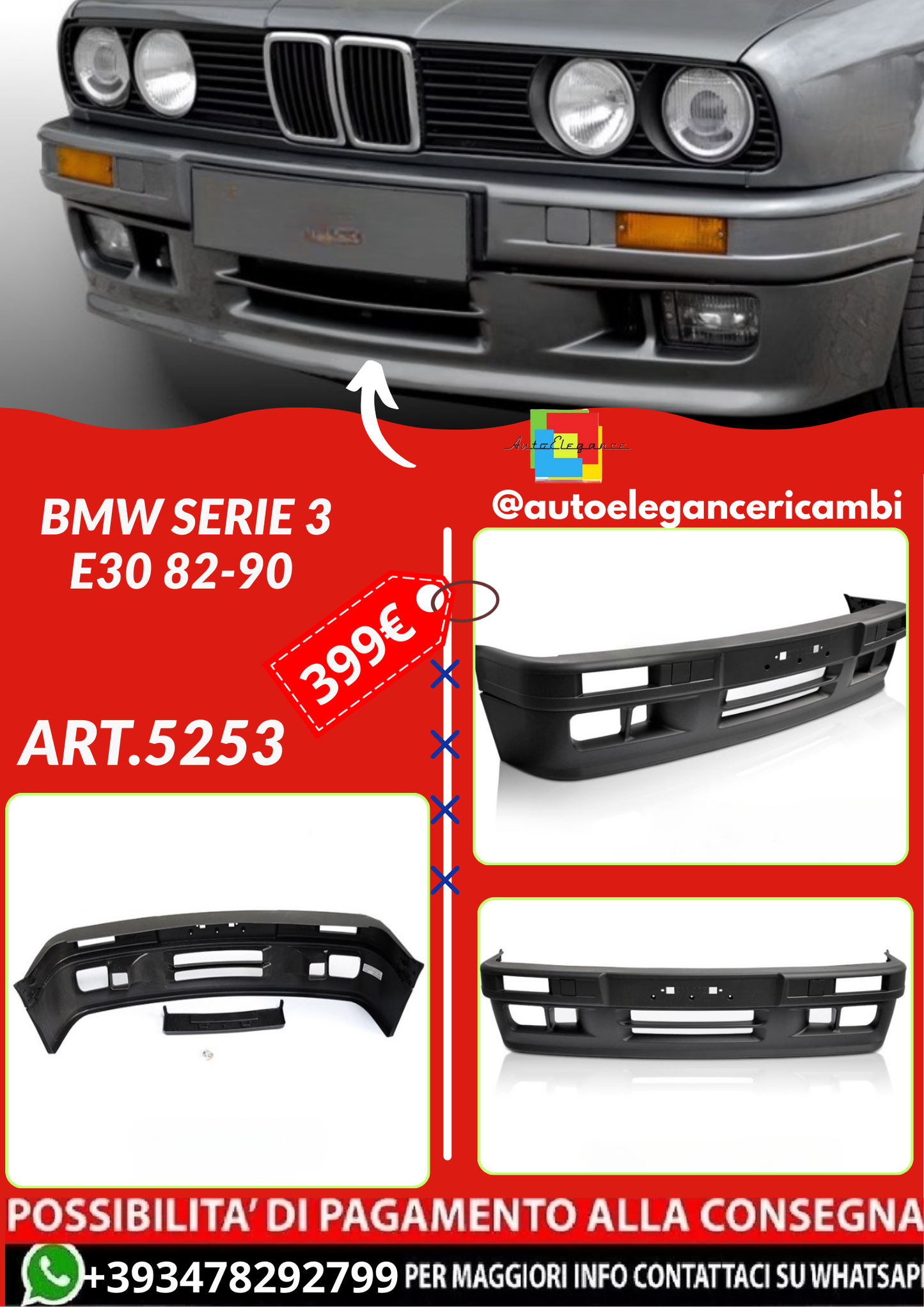 ART.5253 PARAURTI ANTERIORI BMW SERIE 3 E30 82-90