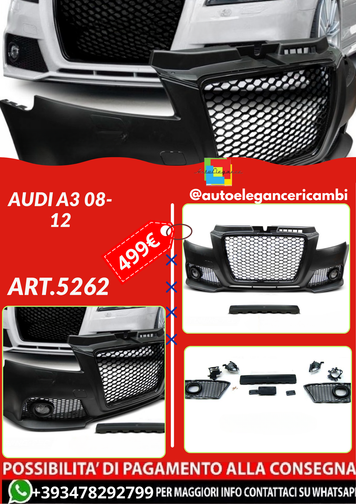 💕ART.5262  PARAURTI ANTERIORI AUDI A3 08-12💕