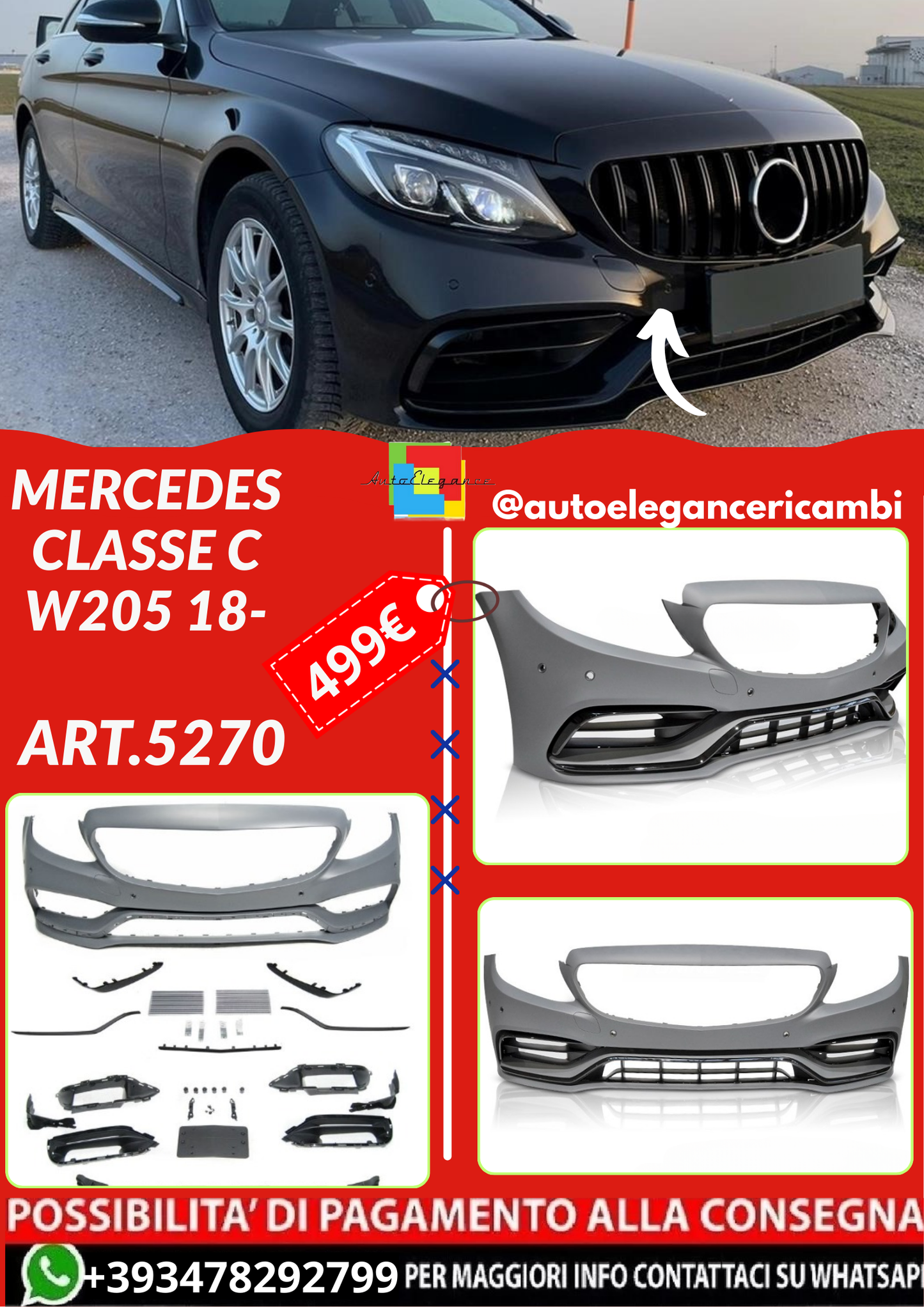 ART.5270  PARAURTI  ANTERIORI MERCEDES CLASSE C  W205 18-