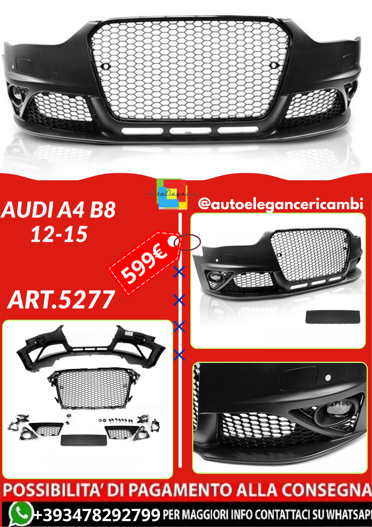 ART.5277 PARAURTI ANTERIORI AUDI A4 B8 12-15