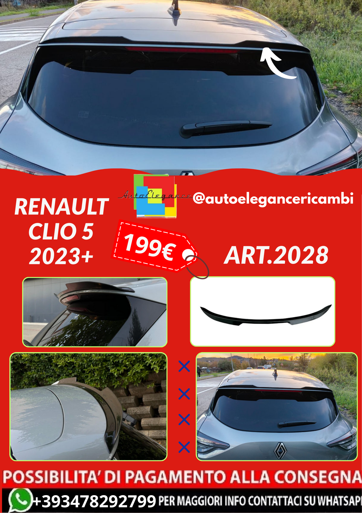 ART.2028 SPOILER RENAULT CLIO 5 2023+ NERO LUCIDO