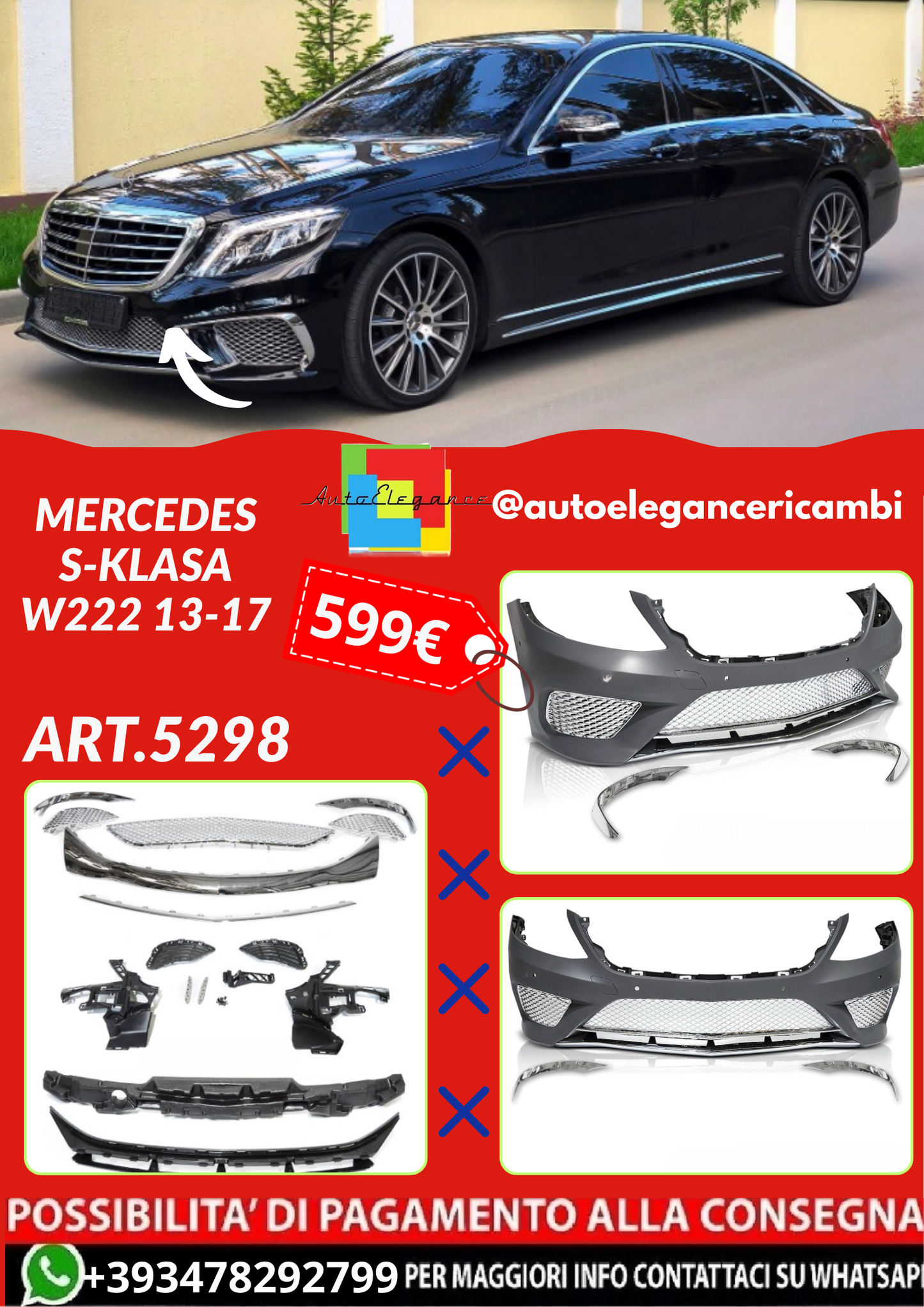 ART.5298 PARAURTI  ANTERIORI MERCEDES S-KLASA W222 13-17