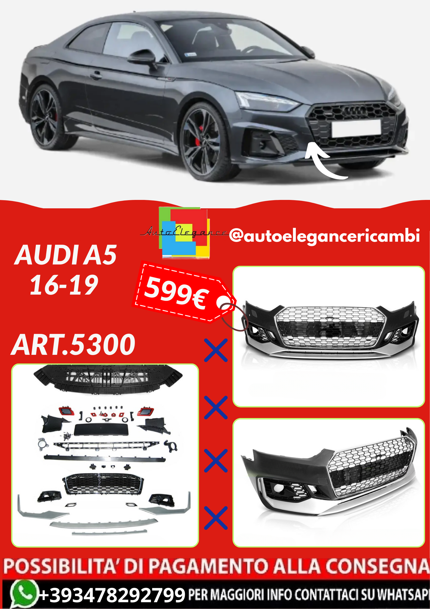 ART.5300 PARAURTI ANTERIORI AUDI A5 16-19