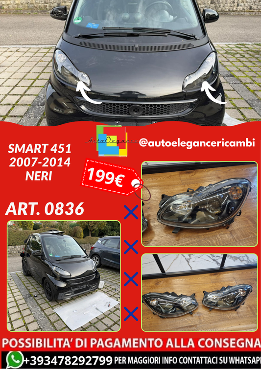 ART. 0836 FARI ANTERIORI SMART 451 2007-2014 Promozione Rotto Dal Trasporto