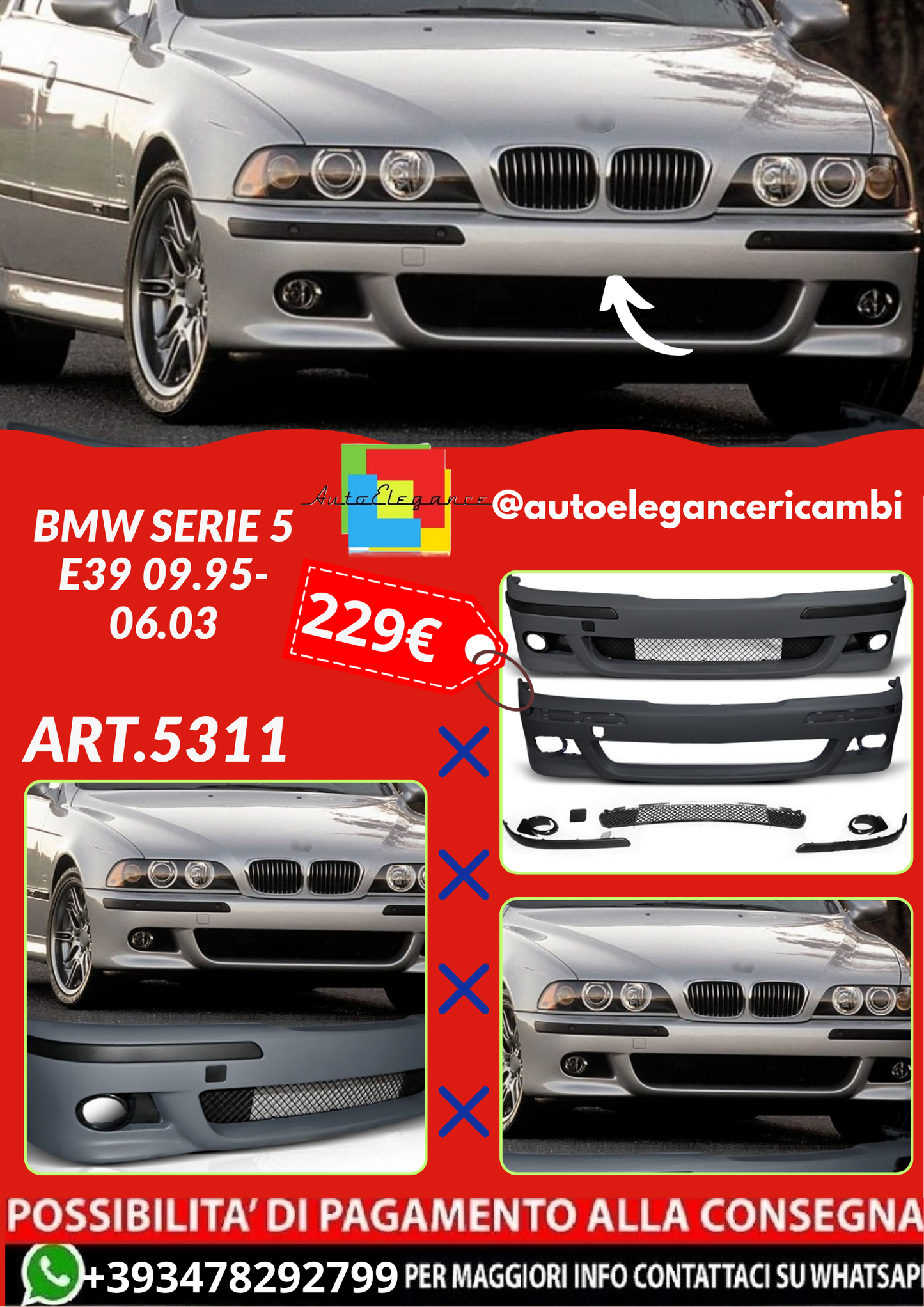 ART.5311 PARAURTI ANTERIORI BMW SERIE 5 E39 09.95-06.03