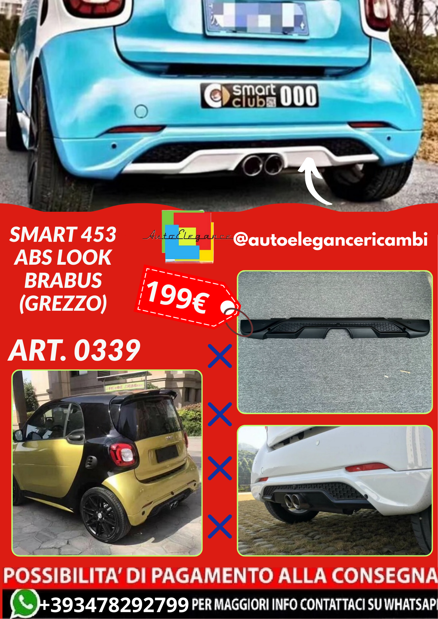 ART. 0339 DIFFUSORE SMART 453 ABS LOOK BRABUS (GREZZO)