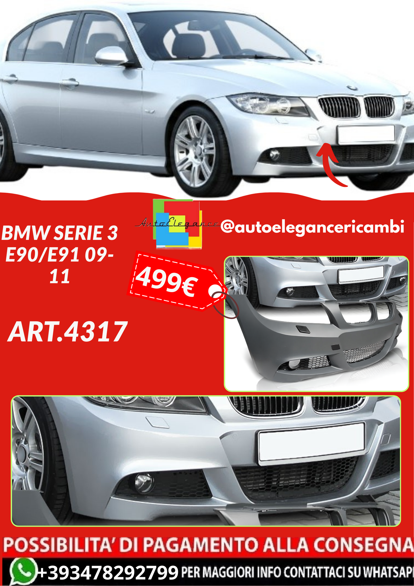 ART.4317 PARAURTI ANTERIORI BMW SERIE 3 E90/E91 09-11
