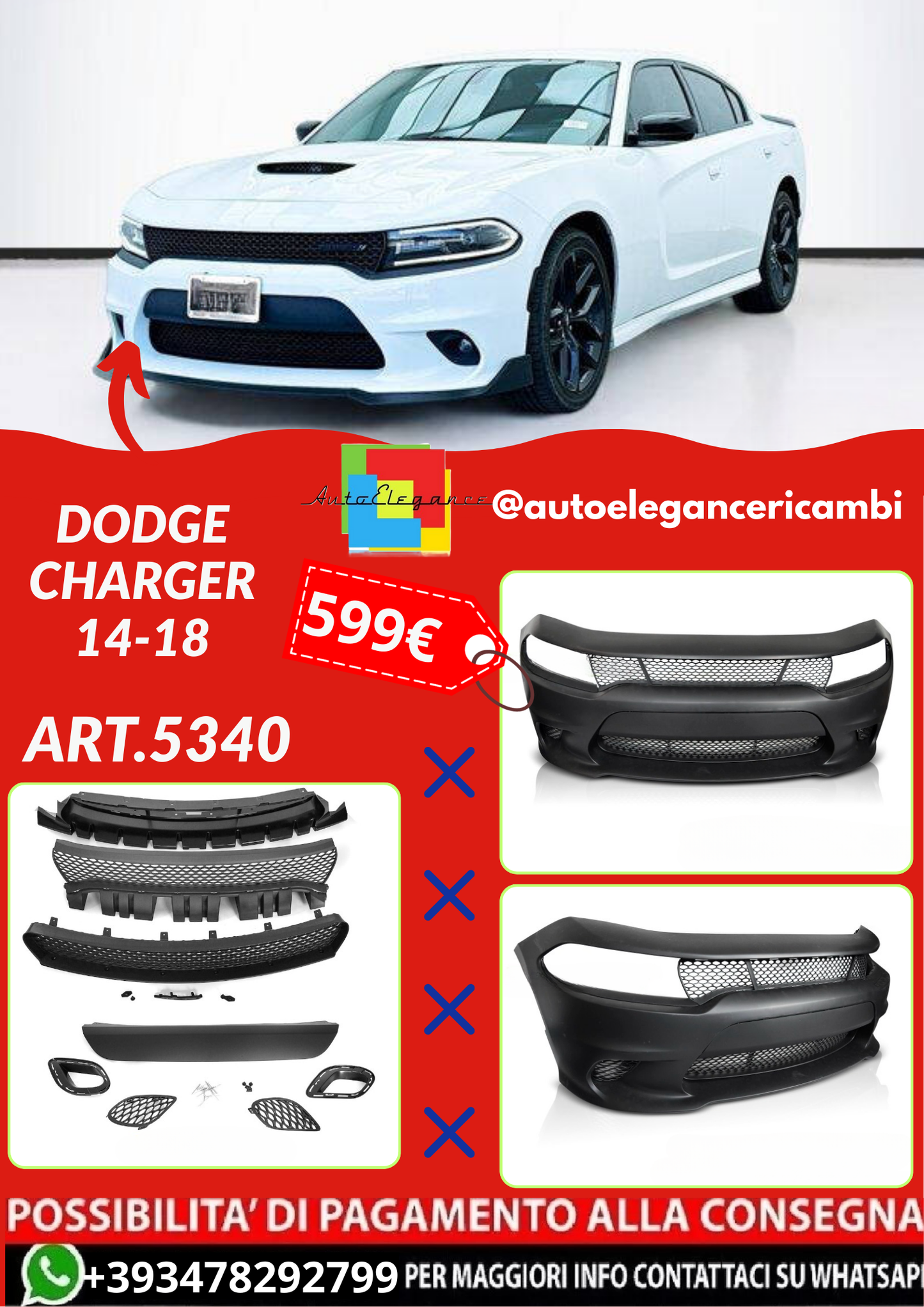 ART.5340  PARAURTI  ANTERIORI  DODGE CHARGER 14-18