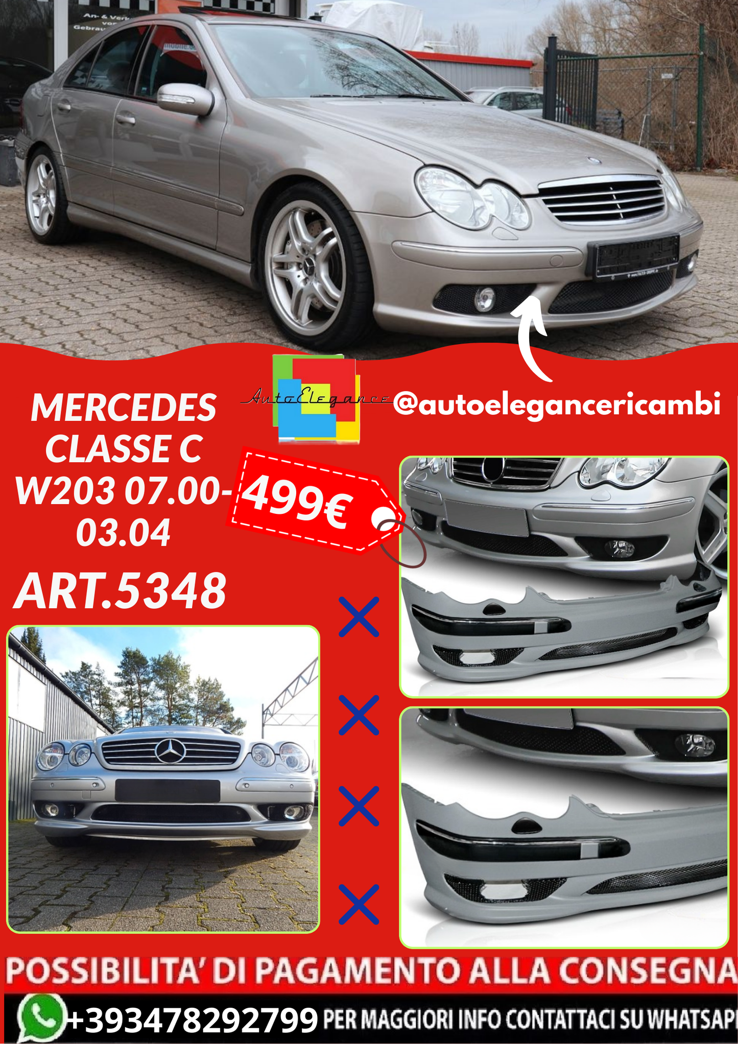 ART.5348  PARAURTI  ANTERIORI  MERCEDES  CLASSE C W203 07.00-03.04