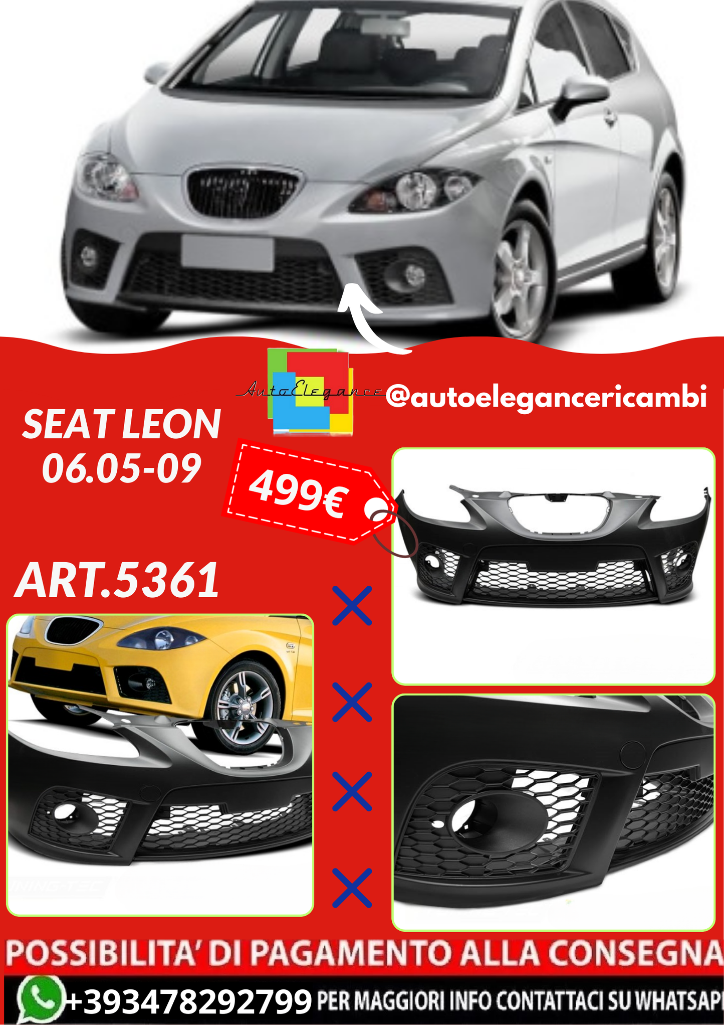 ART.5361 PARAURTI ANTERIORI SEAT LEON 06.05-09