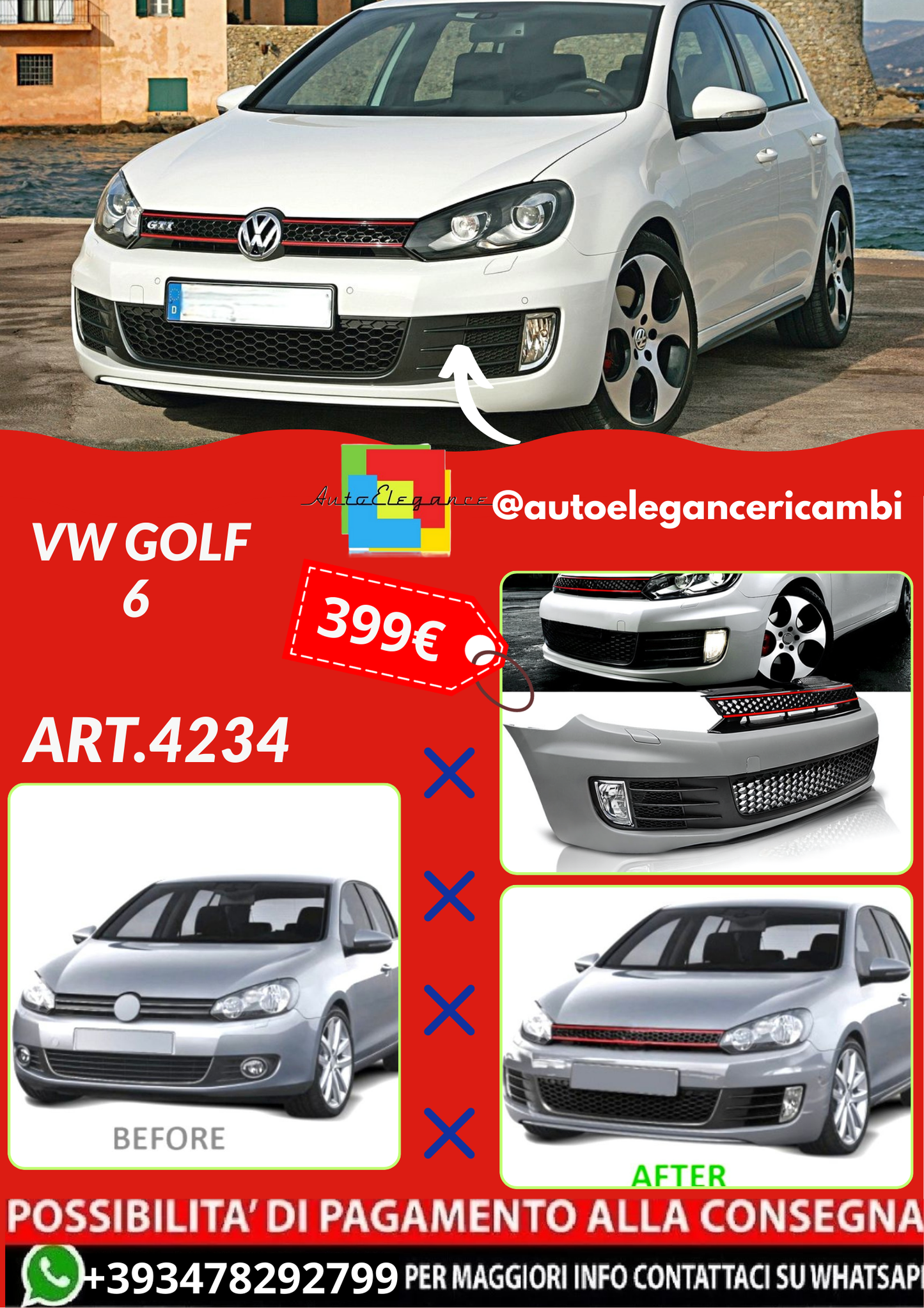 ART.4234 PARAURTI  ANTERIORI  VW GOLF 6
