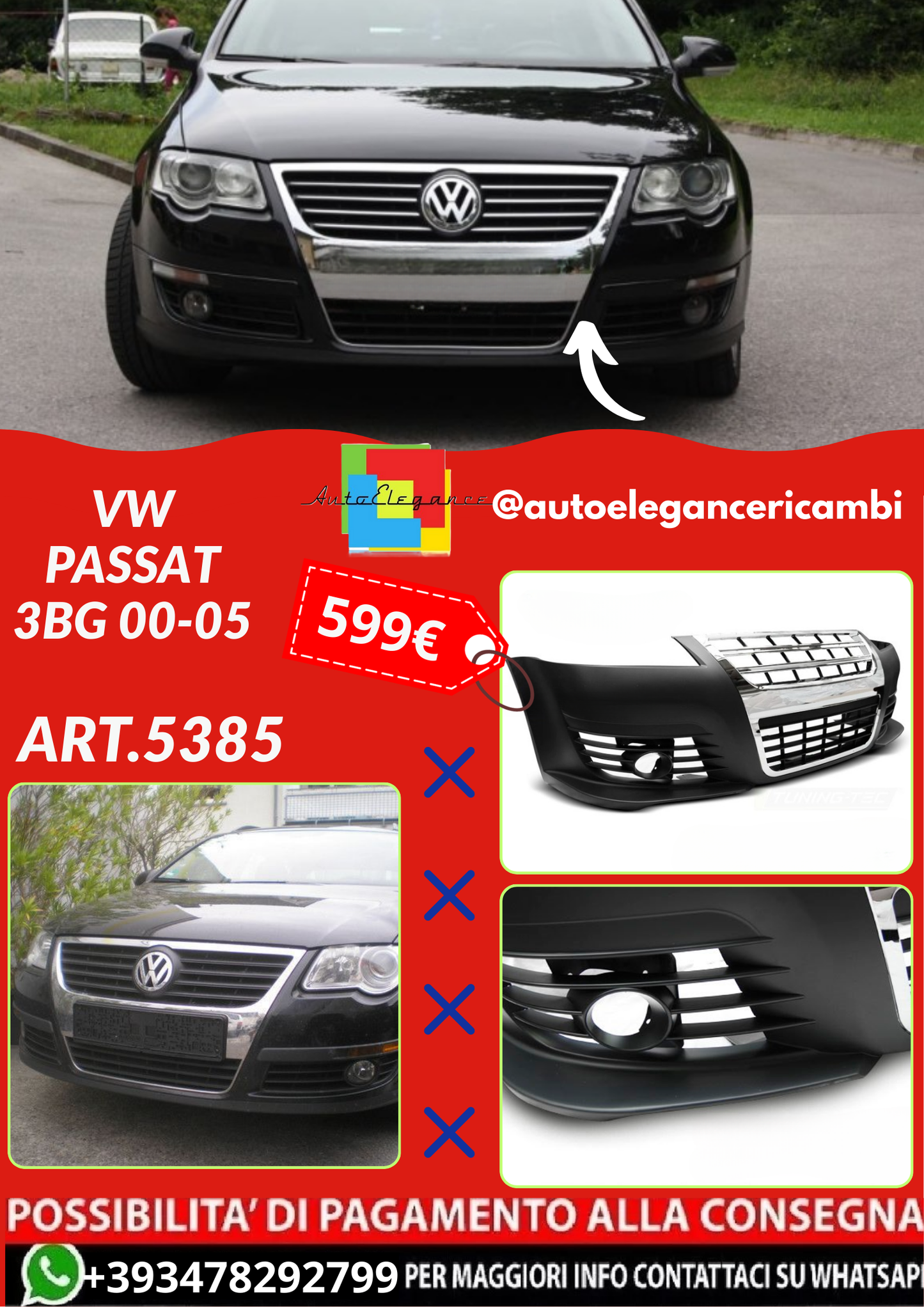 ART.5385  PARAURTI ANTERIORI VW PASSAT 3BG 00-05