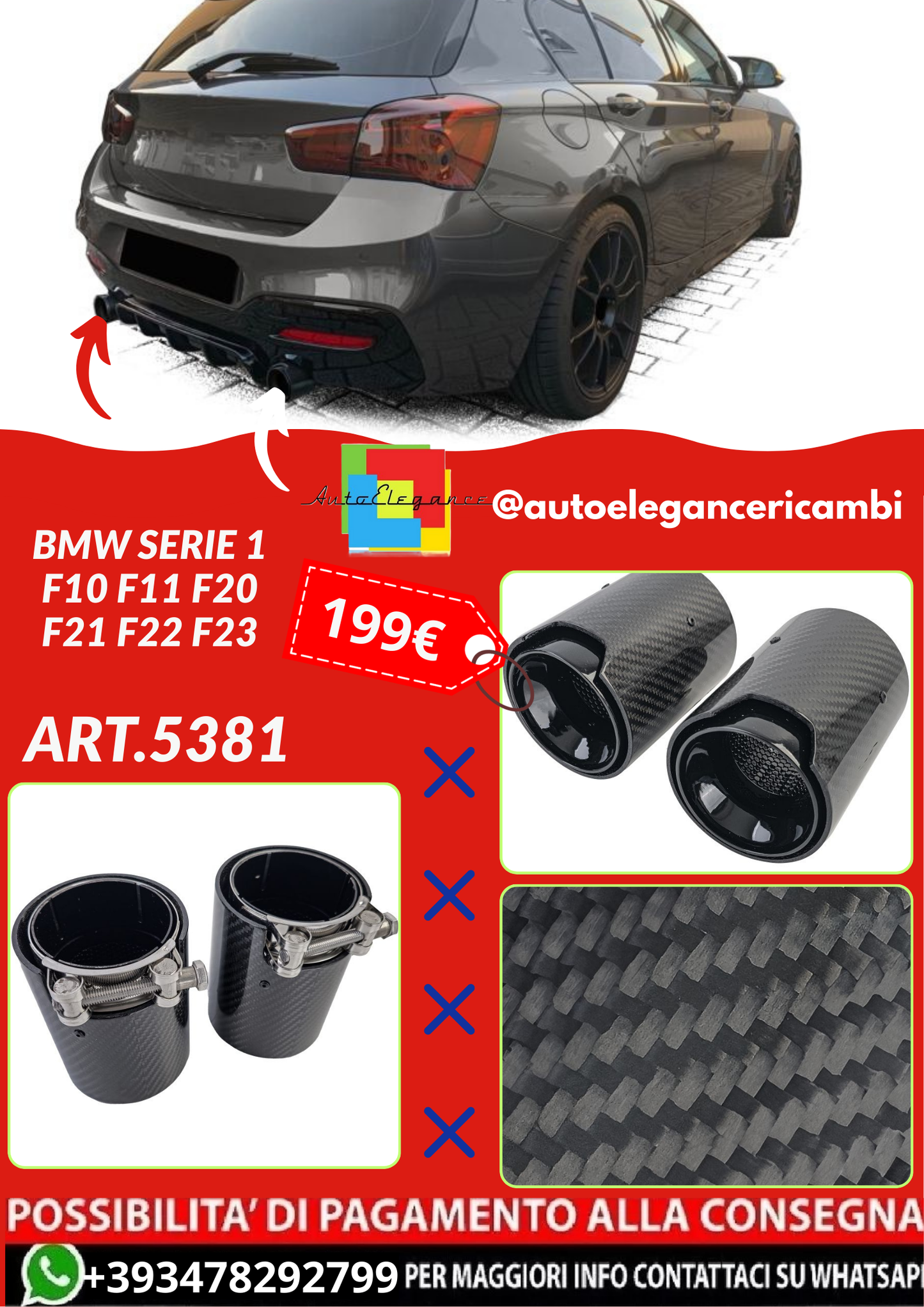 ART.5381  TERMINALI CARBONIO BMW SERIE 1 F10 F11 F20 F21 F22 F23