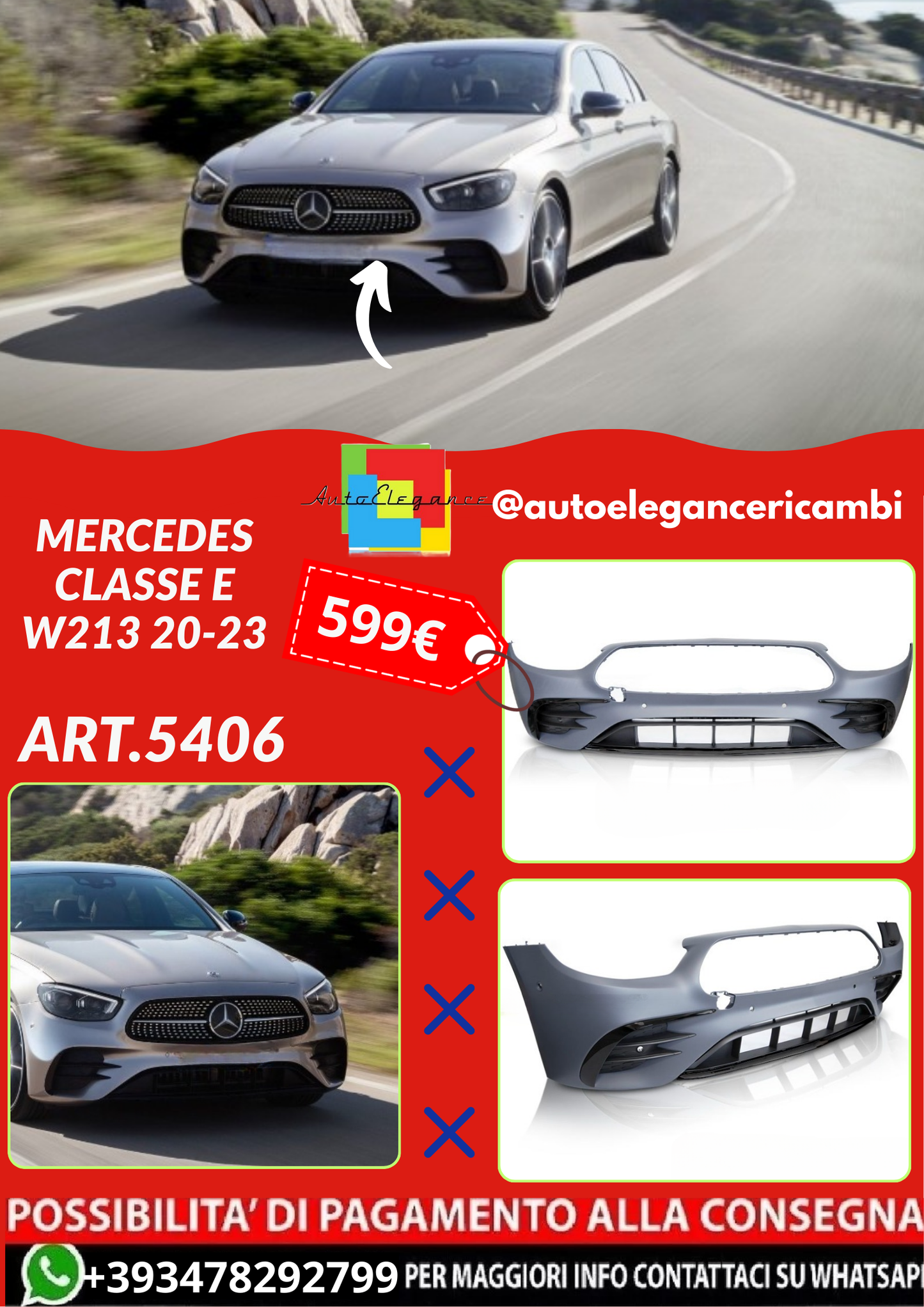 ART.5406 PARAURTI ANTERIORI MERCEDES CLASSE E W213 20-23