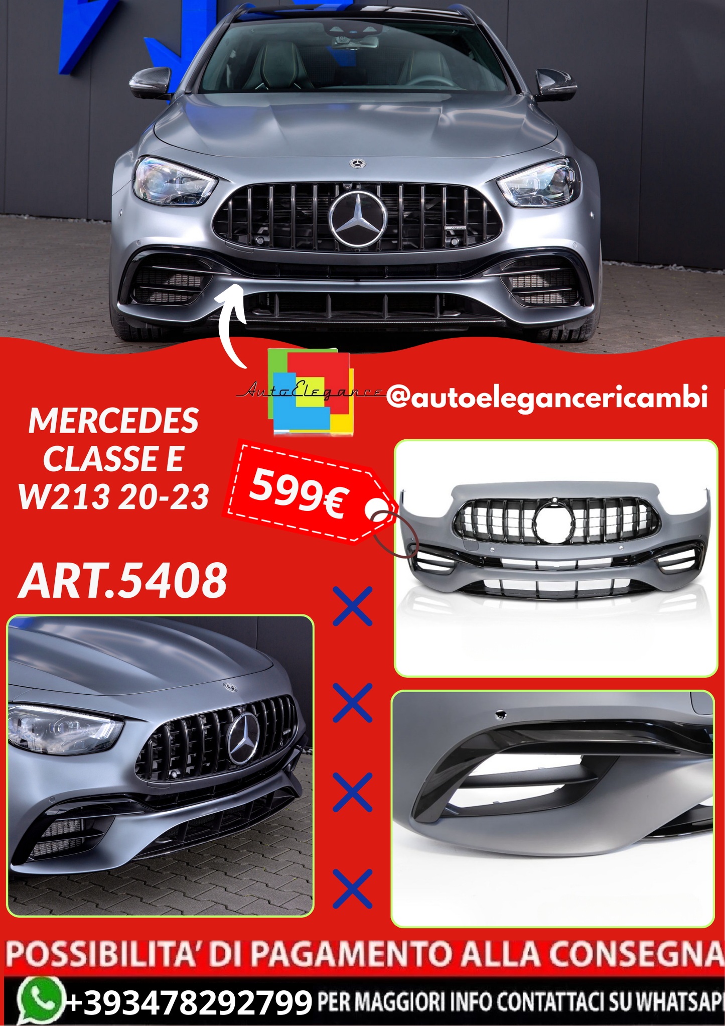 ART.5408 PARAURTI ANTERIORI MERCEDES CLASSE E W213 20-23