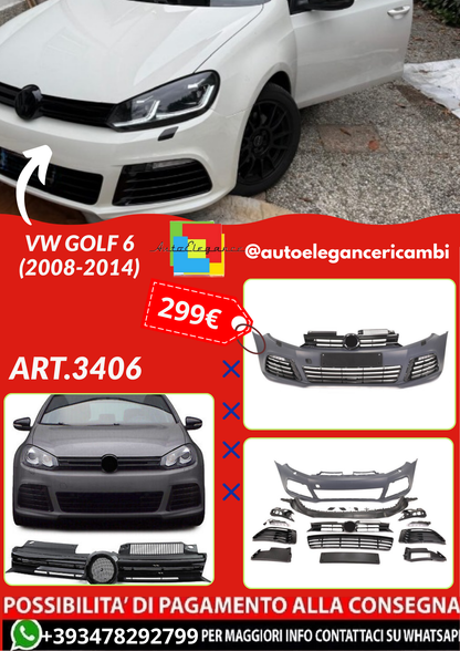 ART.3406  Paraurti anteriore R20 Look & DRL LED per VW Golf 6 (2008-2014)