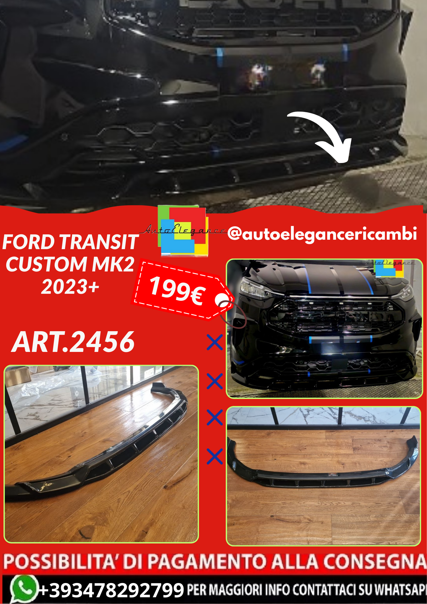 ART.2456 SPLITTER FORD TRANSIT CUSTOM MK2 2023+