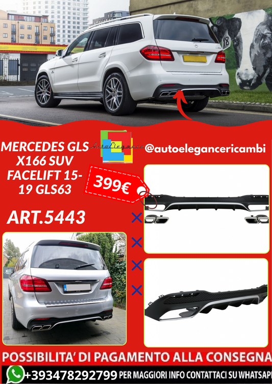 ART.5443 DIFFUSORI + TERMINALI Mercedes GLS X166 SUV Facelift 15-19 GLS63