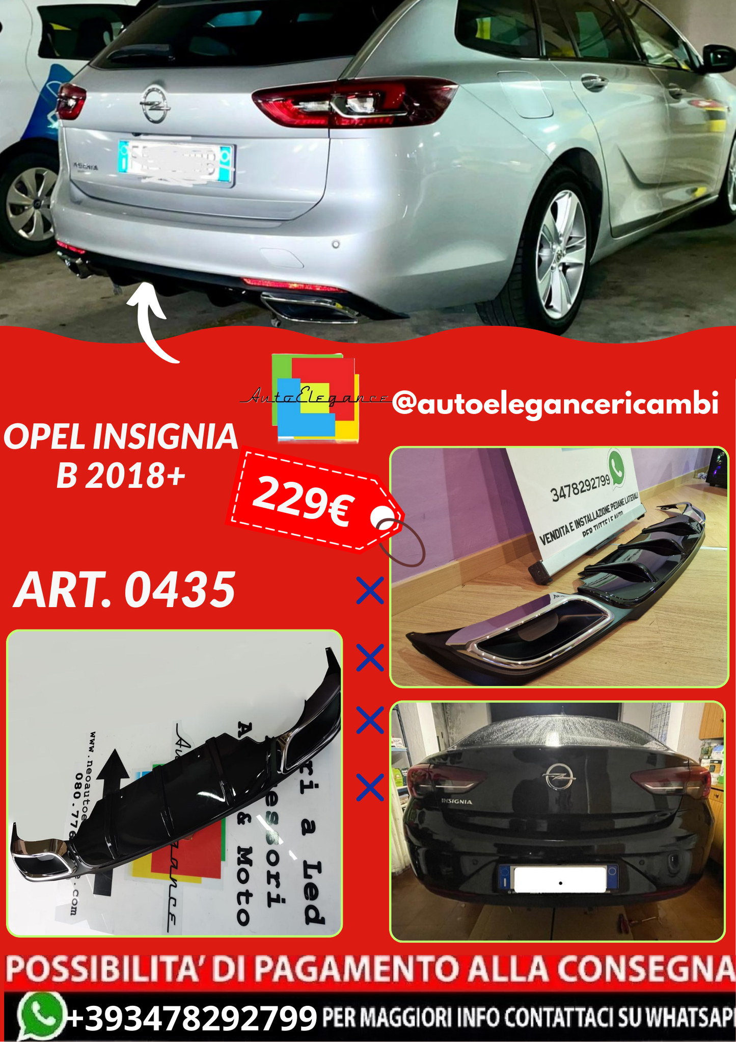 ART. 0435  DIFFUSORE OPEL INSIGNIA B 2018+ NERO LUCIDO