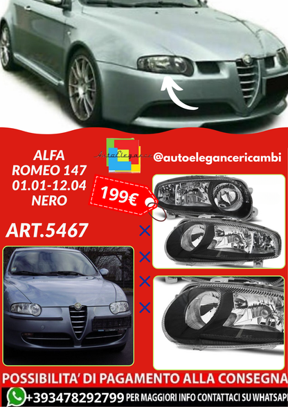 ART.5467 FARI ANTERIORI  ALFA ROMEO 147 01.01-12.04 NERO