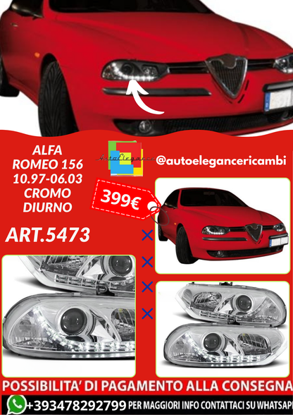 ART.5473 FARI  ANTERIORI ALFA ROMEO 156 10.97-06.03 CROMO DIURNO