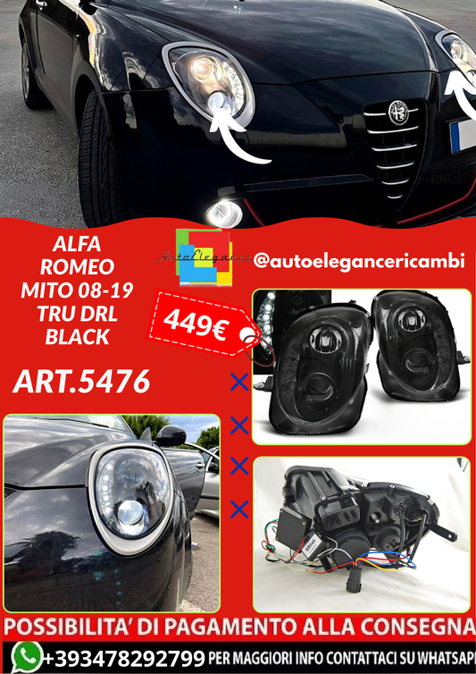 ART.5476 FARI ANTERIORI ALFA ROMEO MITO 08-19 TRU DRL BLACK
