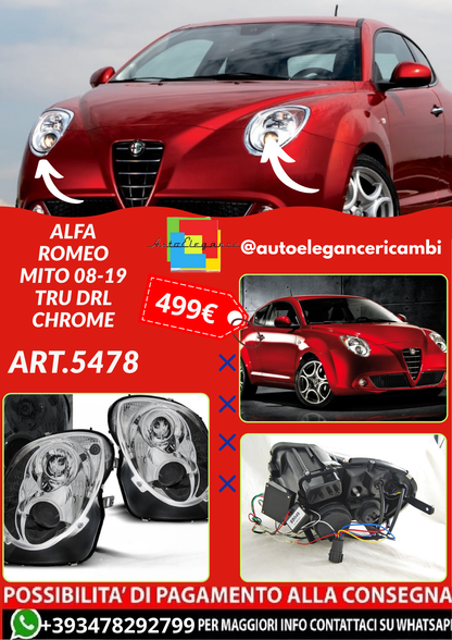 ART.5478 FARI ANTERIORI ALFA ROMEO MITO 08-19 TRU DRL CHROME