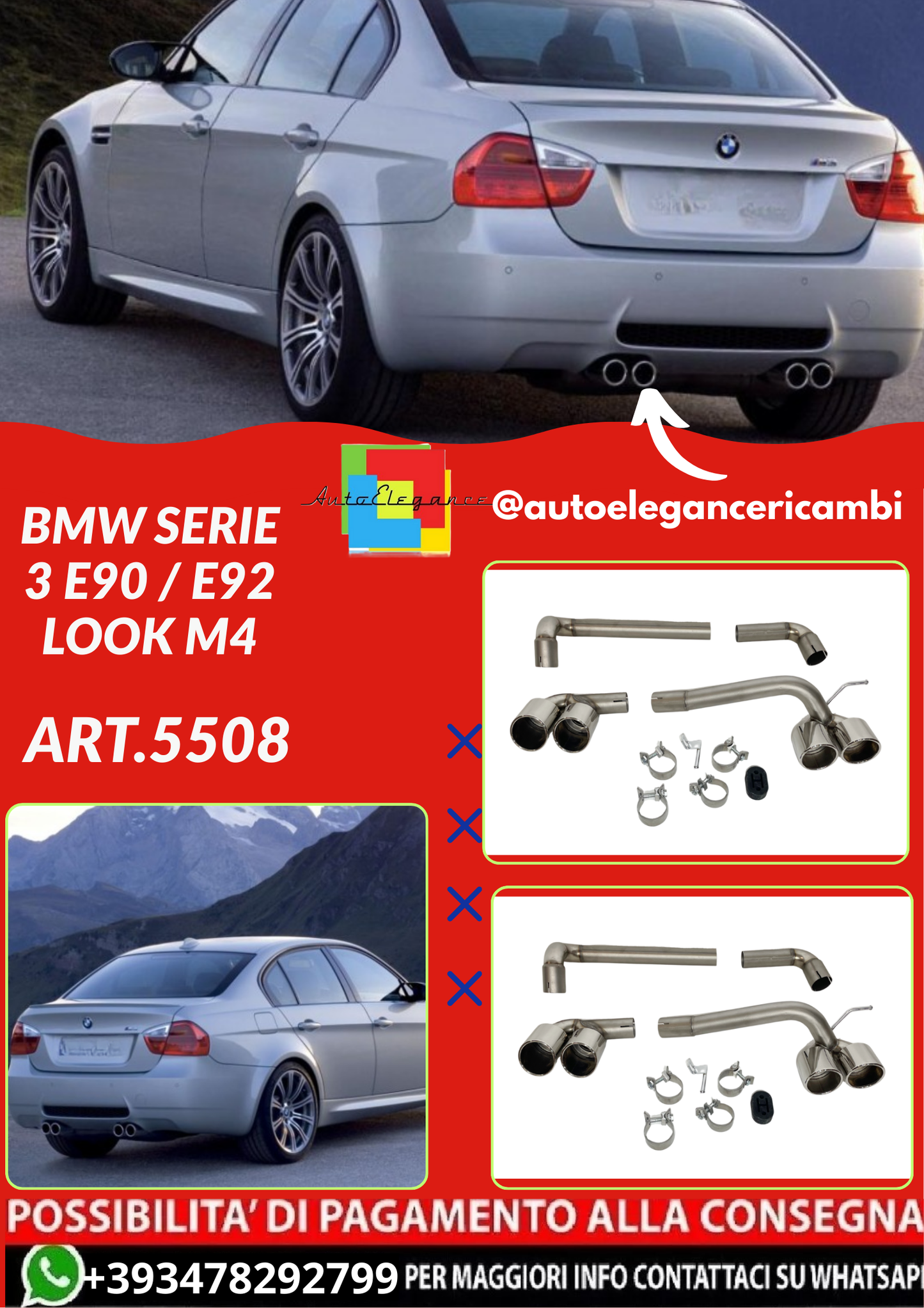 ART.5508 TERMINALI DI SCARICO BMW SERIE 3 E90 / E92 Look M4
