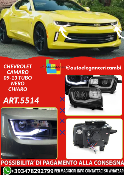 ART.5514 FARI ANTERIORI CHEVROLET CAMARO 09-13 TUBO NERO CHIARO