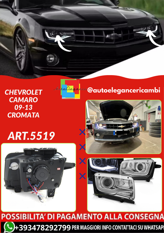 ART.5519 FARI  ANTERIORI CHEVROLET CAMARO 09-13 CROMATA