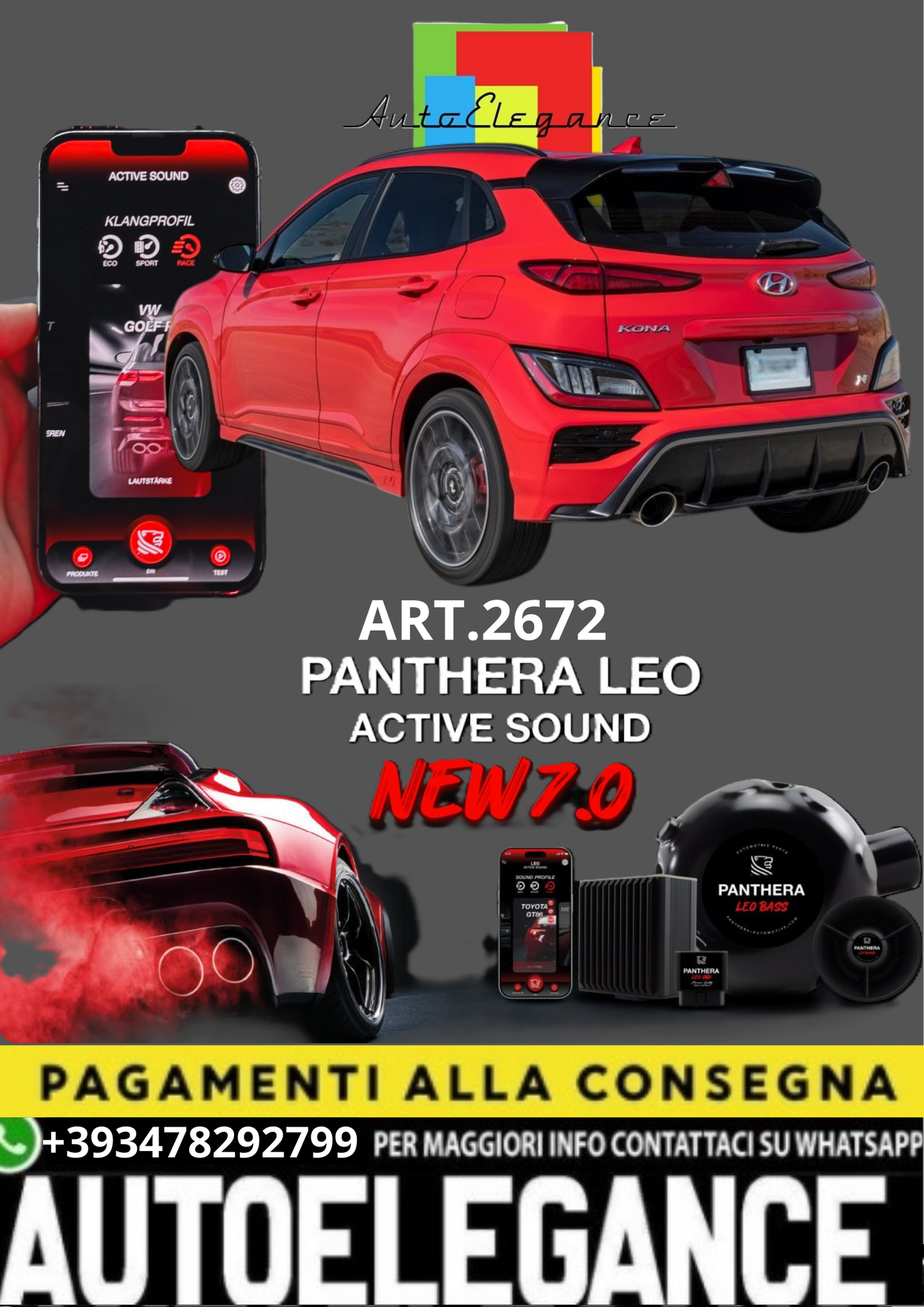 💥💣 ART.2672 PANTHERA SOUND SYSTEM ADATTO PER HYUNDAI KONA 💣💥