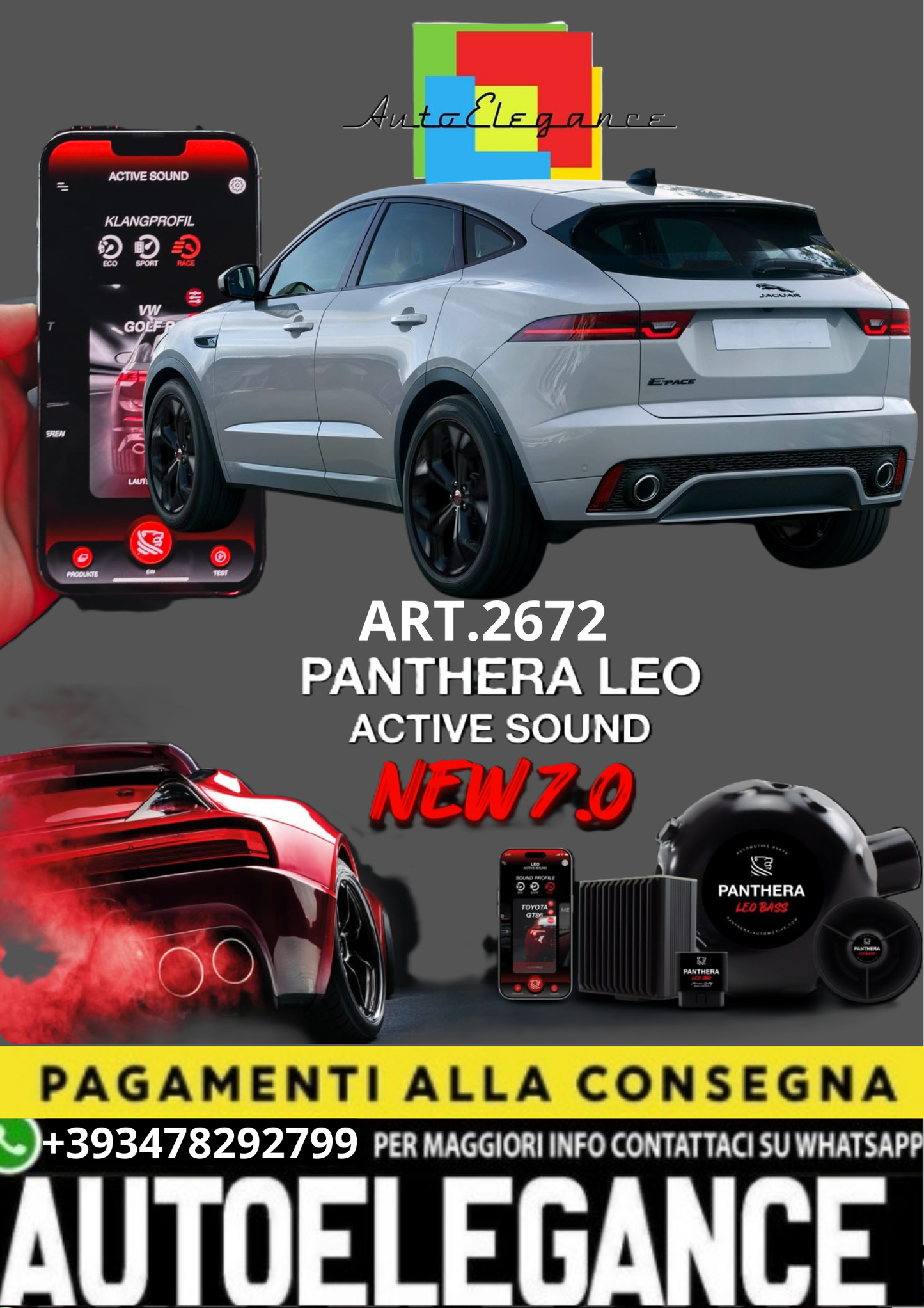 💥💣 ART.2672 PANTHERA SOUND SYSTEM ADATTO PER JAGUAR E-PACE  💣💥