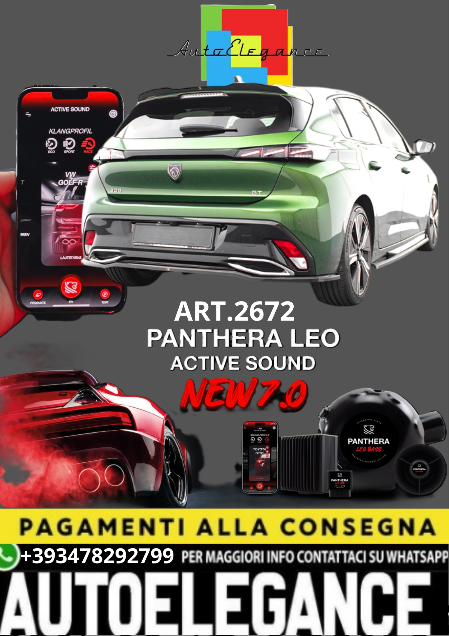 💥💣 ART.2672 PANTHERA SOUND SYSTEM ADATTO PER PEUGEOT 308 💣💥
